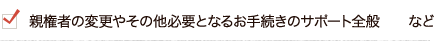親権者の変更やその他必要となるお手続きのサポート全般　　など